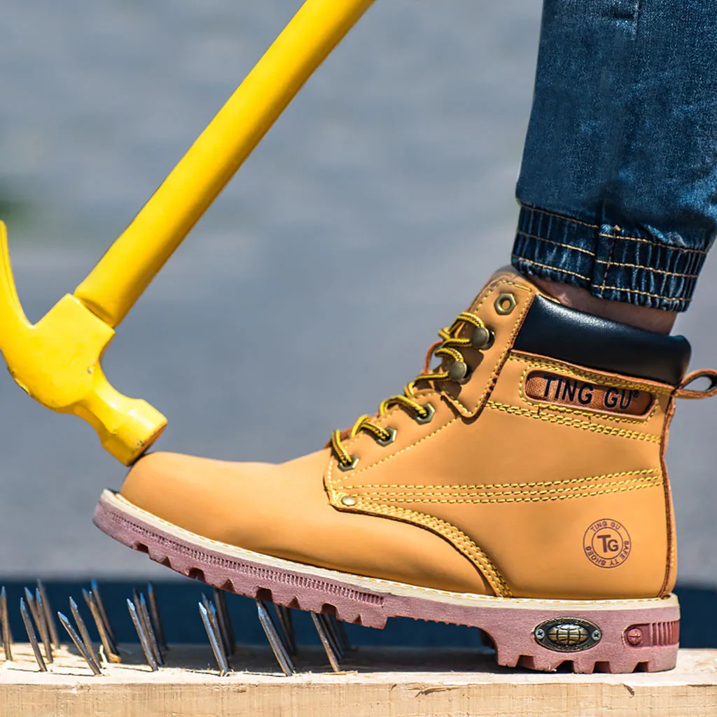 

Male Steel Toe Work Safety Shoes Non-slip Men Boots Waterproof Outdoor Casual Sneaker Anti-smashing Piercing Work Safety Boot