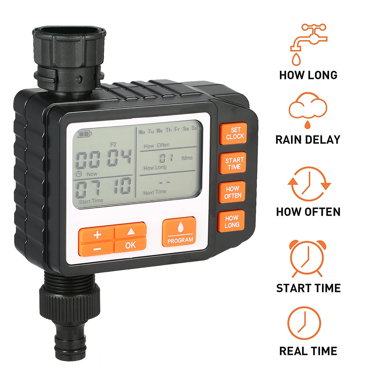 Digital Water Timer Programmable Outdoor Single Outlet Automatic On Off Water Faucet Hose Timer Irrigation System Controller 