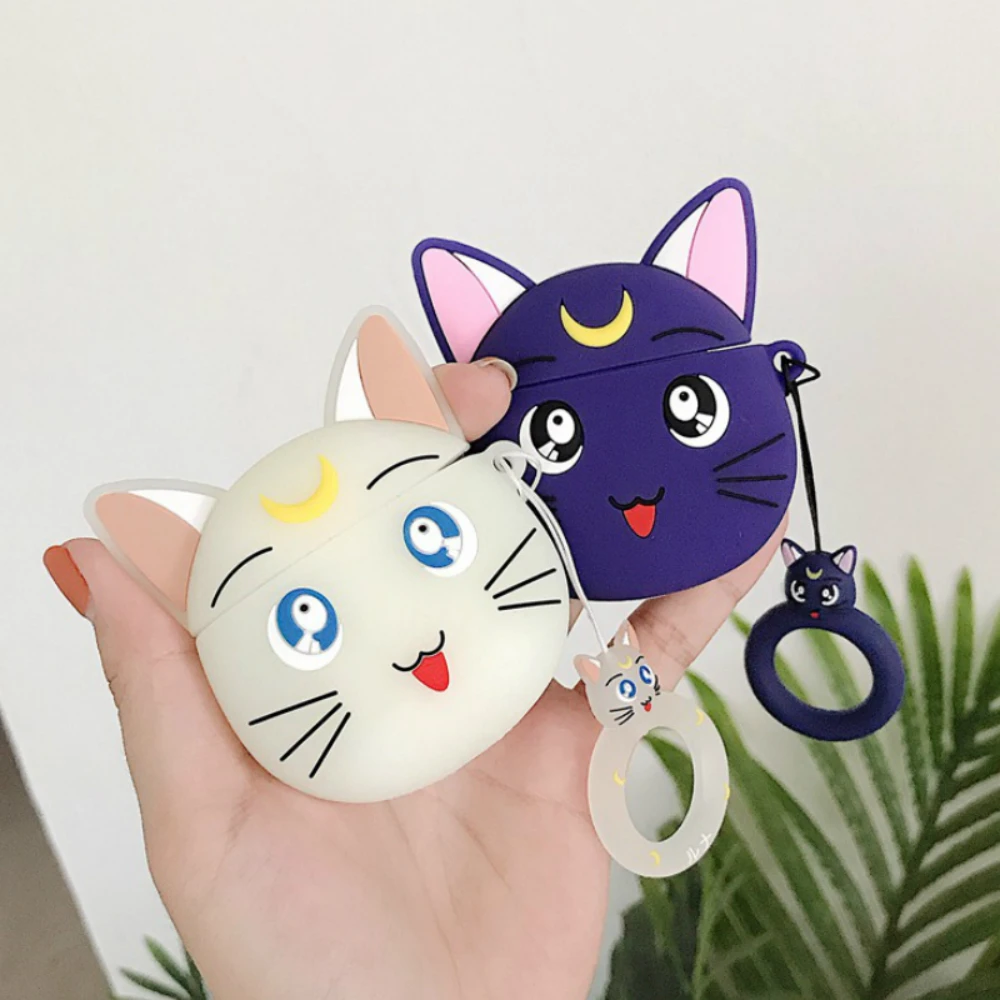 

Headphone Case For AirPods 2 Case Cute 3D Game Cat Silicone Pattern Earphone Case For Airpods 2 Protect Cover Finger Ring Strap