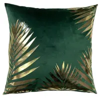 Modern Hot Selling Solid Super Soft Velvet Cushion Cover Square Throw Pillowcase Plant Leaves Beautiful Foil Printing Shiny Leaf 1