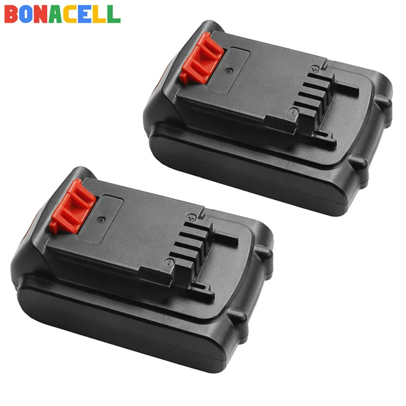 Bonacell комплект из 2 предметов, 18 V/20 V 2000 мА/ч, литий-ионный аккумулятор Перезаряжаемые Батарея Замена электроинструмента Батарея для BLACK&DECKER LB20 LBX20 LBXR20 - Цвет: 2 Pack