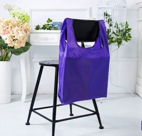 Purple Модная однотонная Складная зеленая сумка для покупок, сумка-тоут, складная сумка, сумки, Удобные вместительные сумки для хранения - Цвет: Purple