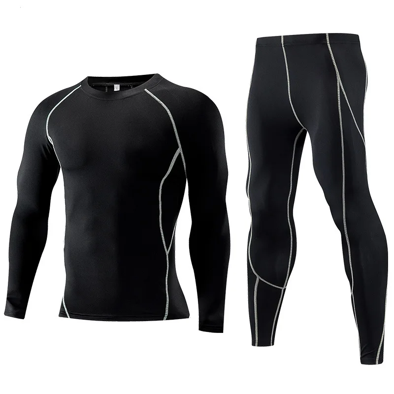 

Tights Men's Sports Fitness Suit Running Quick-Dry Set Breathable Compressing Cloth Gym Equipment Two-Piece Set Wholesale