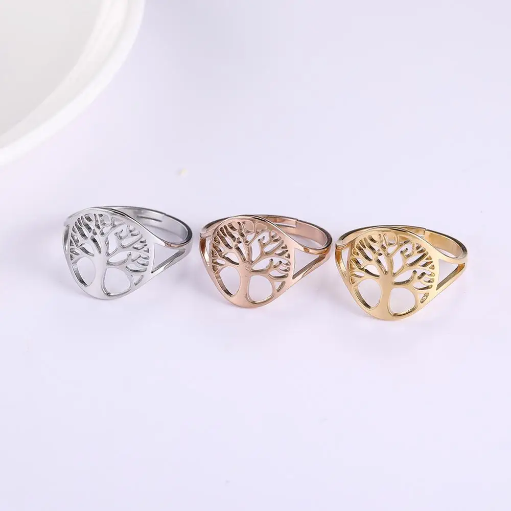 LIKGREAT Tree of Life Ring goudkleur roestvrij staal verstelbare ringen Mode-sieraden accessoires Moederdag cadeau