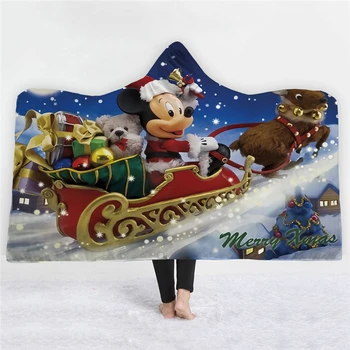 

Merry Christmas Blanket Mickey Mouse Hooded Blanket Flannel Plush Quilt Sofa/bed/plane Travel Children Minnie Blankets