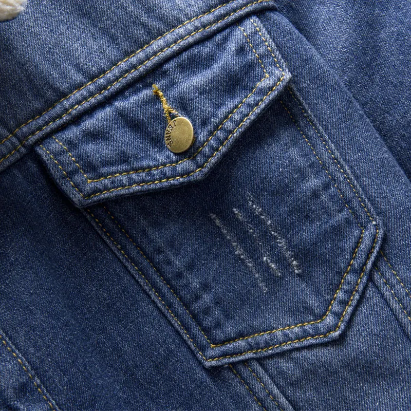 Мужская джинсовая куртка с отложным воротником повседневная приталенная