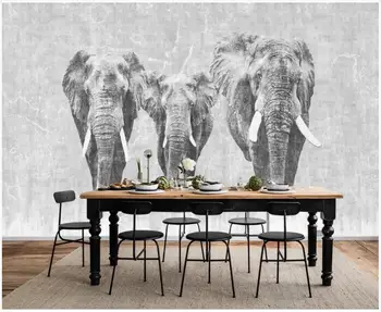 

Custom photo wallpaper 3d mural wallpaper for walls 3 d Modern hand painted nostalgic elephant shabby wall mural background wall