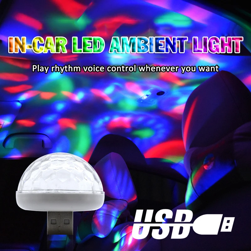 

Mini USB Led Party Lights Portable Crystal Magic Ball Home Party Karaoke Decorations Colorful Stage LED Disco Light Car Decor