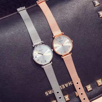 

100pcs/lot Simple Fashion Ladies Watch Women Mesh Belt Quartz Watch Casual Female Clocks Wristwatches Relogio Feminino Wholesale