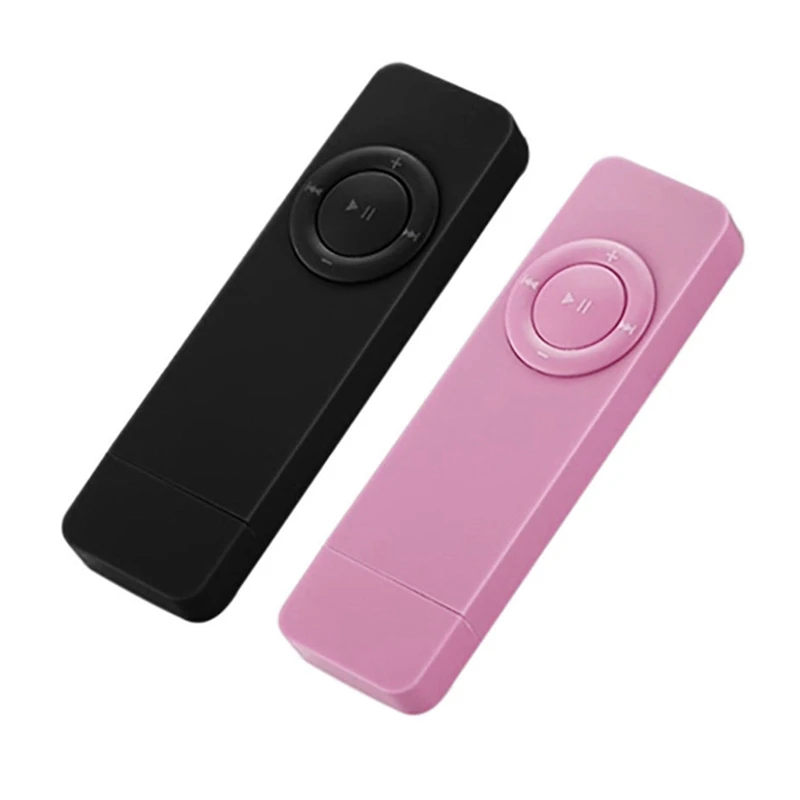 2 шт Портативный USB Спорт U диск мини Mp3 музыкальный плеер Поддержка 32 Гб TF карта(черный и розовый