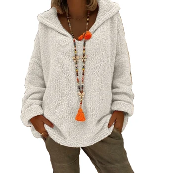 

Kureas Women Knitted Sweater Winter Autumn Casual Baggy Hooded Jersey Long Sleeve Oversize Pullovers