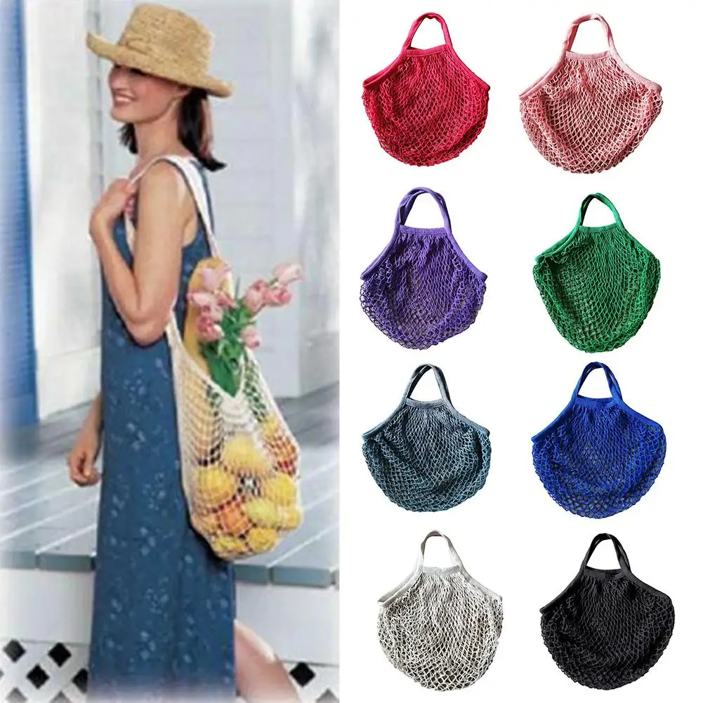

2019 Reusable Large Capacity Food Storage Pouch Fruit Handbag Mesh Net Shopping Tote Bag hot sales