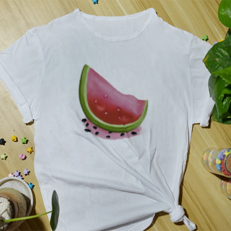 Camiseta informal de algodón para mujer, camisetas con estampado divertido de dibujos animados, Camisetas Básicas de manga corta, camisetas de cuello redondo para mujer