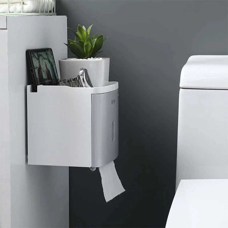 Toilet Paper Holder Waterproof Storage Box Wall Mounted