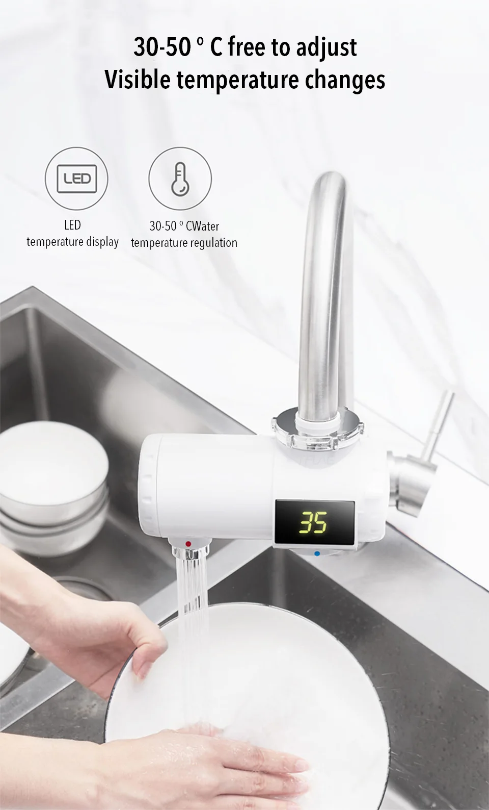 Xiaomi Mijia Youpin Xiaoda мгновенный кран легко 5 усиленная защита IPX4 водонепроницаемый кухонный ванная умный дом светодиодный дисплей