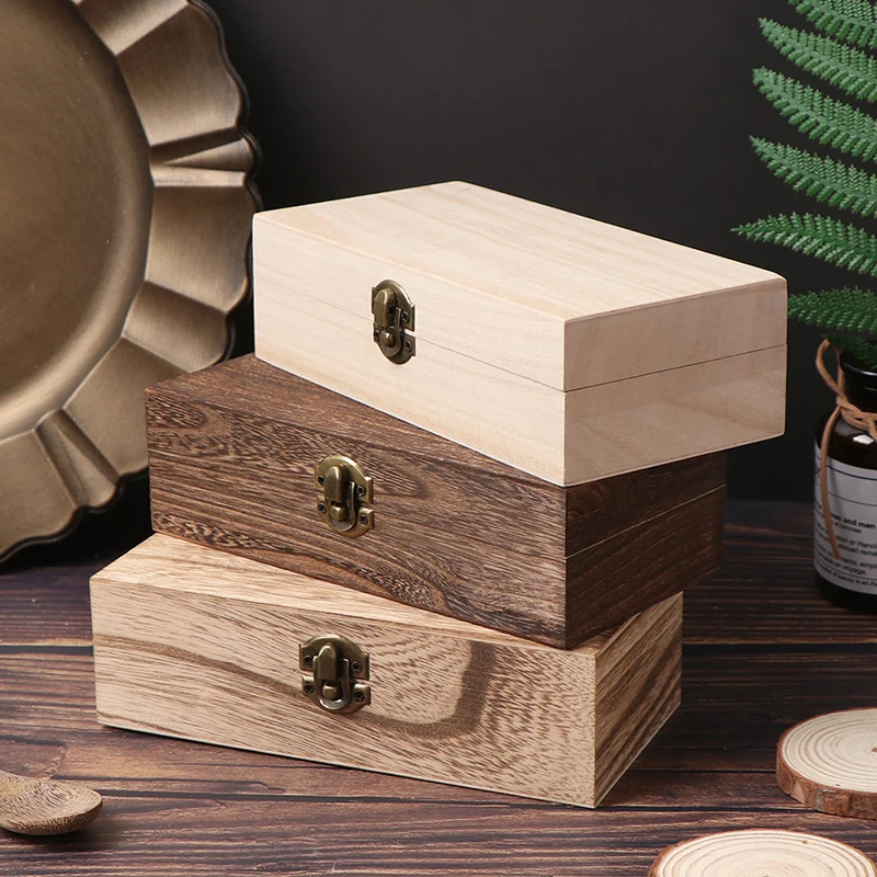 1 Pc Retro Jewelry Box Organizer Desktop Natural Wood Clamshell Storage Case Home Decoration Handcrafted Wooden Gift Boxes New