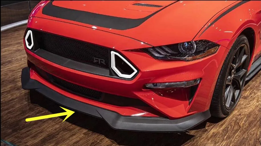 Автомобильный ABS передний диффузор бампера для губ с наконечниками боковая юбка решетка спойлера RTR-style подходит для Ford Mustang - Цвет: Front Lip