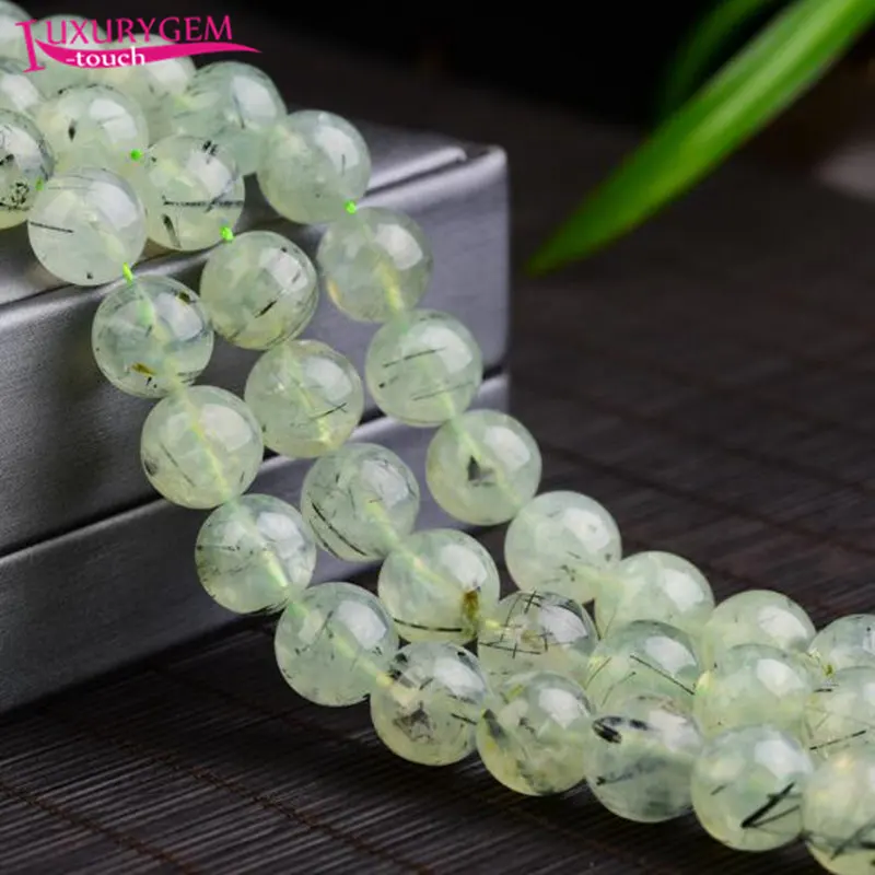 

Natural Green Prehnites Stone Round Shape Loose Spacer Smooth Beads 4/6/8/10/12mm DIY Jewelry Accessory 38cm sk74