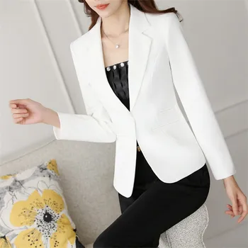 

2020 Women Small Coat Autumn Summer Lady Blazer Solid Color Slim Short Jacket Office Women Jacket One Button Jacket Europe A3