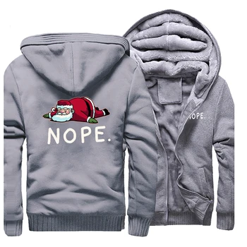 

Winter New Hot Sale 2019 Sweatshirts Men Raglan Santa Claus Nope Cartoon Coat Thick Streetwear Fashion Hip Hop Funny Sportswear
