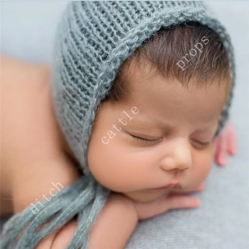 Handcraft Baby hand Knit Mohair Bonnet ,Baby Photography Props. Photography prop.on Baby Shower Gift 5