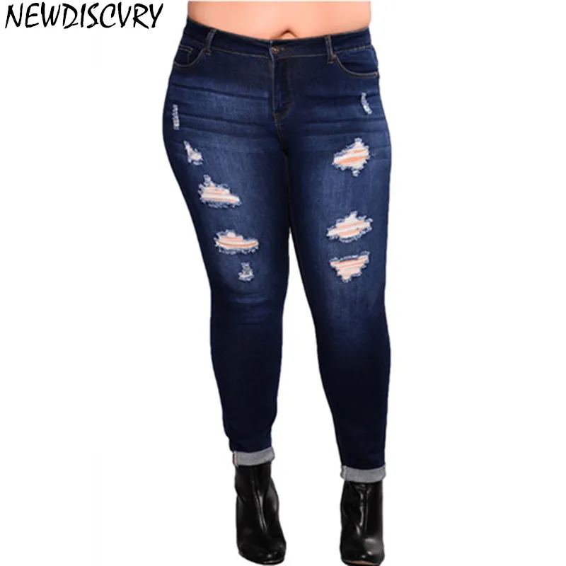 

NEWDISCVRY 2019 Fashion Womens Destroyed Ripped Distressed Slim Denim Jeans Boyfriend Jeans Sexy Chic Women Skinny jeans