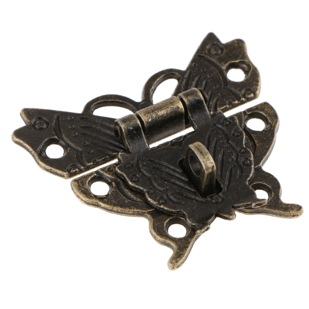 Beautiful Butterfly Design Antique Bronze Hasp Latch Lock Cabinet Buckle Case Bag Accessories DIY Locks Closure