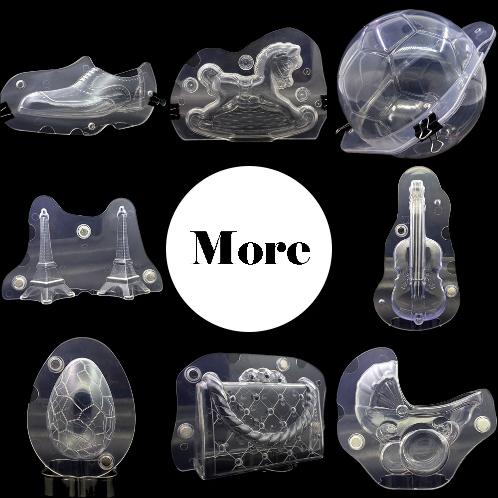 Polycarbonate Chocolate Moulds Form 3D Hollow Figure Molde Para Chocolate Bar Mold Candy Plastic Baking Pastry Cake Bakery Tools