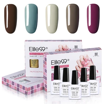 

Elite99 5pieces/lot 10ml Gel Nail Polish With Gift Box Candy Color Soak Off UV Gel Polish Semi Permanent Nail Art Enamel Lacquer