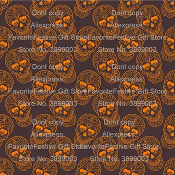 

Fashion orange Halloween Skull polyster Fabric Cool Head Skull Digital Print Sewing Material Diy Home Patchwork Dress Clothing