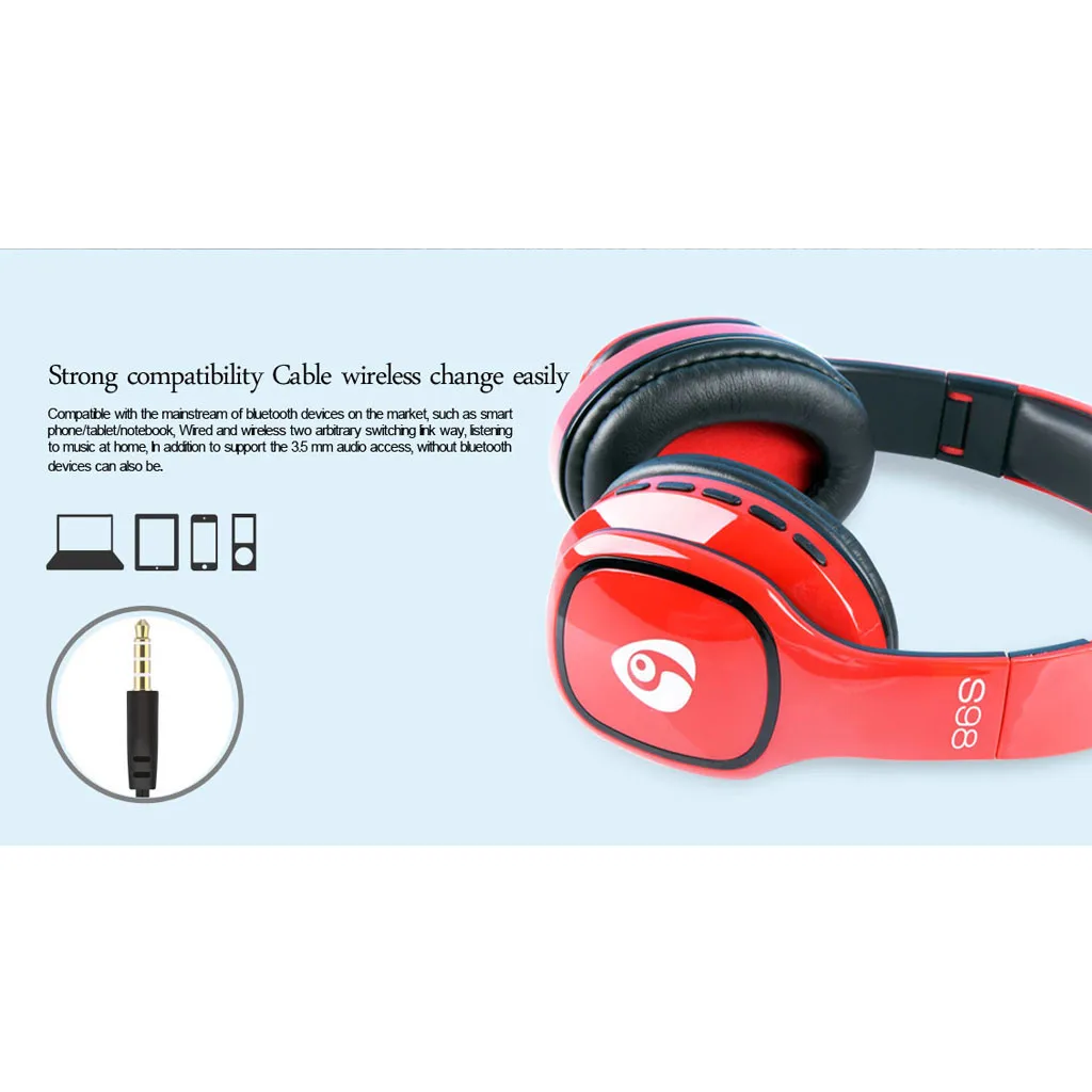 S98 Bluetooth Headphones Stereo Wireless Bluetooth Headset Gaming For PUPG/PS4