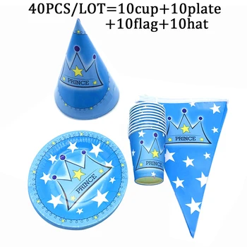 

Blue Theme Princess Crown Party Decorations Set Children's Birthday Party Supplies Cup Plate Baby Shower Supplies Decoration Hat