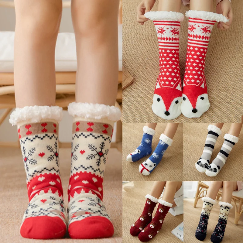 

Hot Women Extra-warm Coral Fleece Soft Cute Warm Socks Indoor Feet Stretchy Elastic Winter sleeping Home Christmas Socks MVI-ing