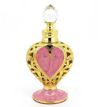 

12ml Crystal Metal Perfume Bottle Purple Heart Glass Vintage Empty Storage Bottles Essential Oil Collectible Dispenser Gifts