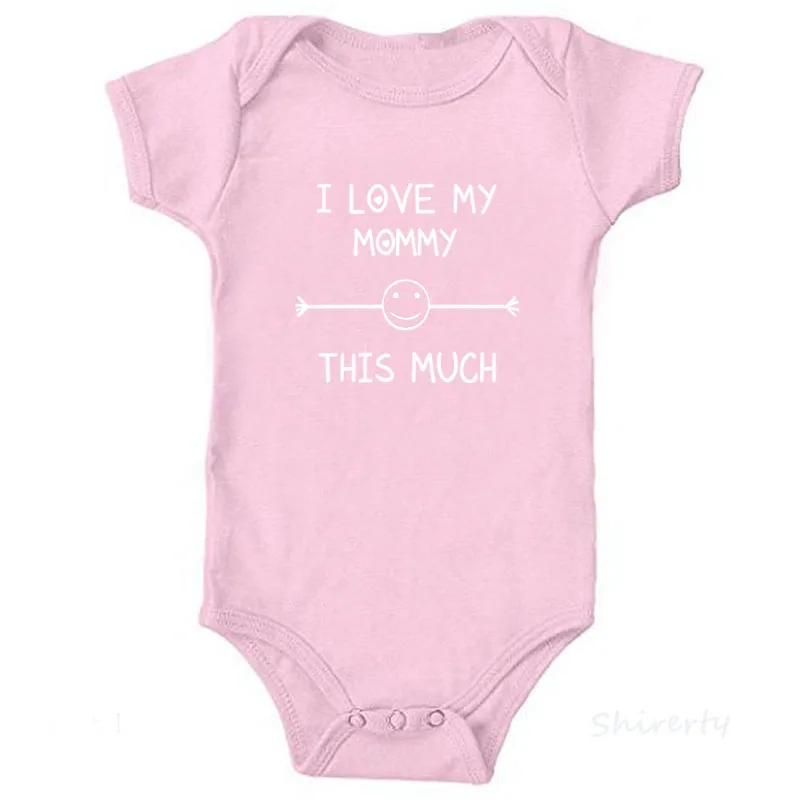 I Love My Daddy/детские комбинезоны; хлопковая одежда с короткими рукавами для младенцев; Детский комбинезон с принтом «папа»; Одежда для маленьких мальчиков и девочек - Цвет: Love My Mommy-Pink2
