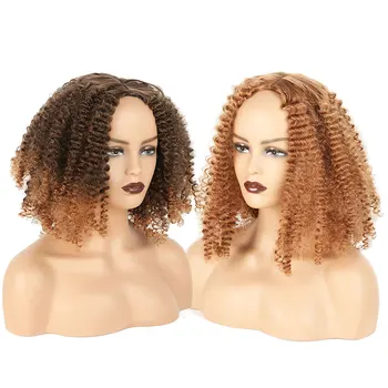 

Tinashe Beauty Synthetic Kinkly Curly Wigs for Women Ombre Blonde Short Afro Wig African American Black Middle Part Full Wig
