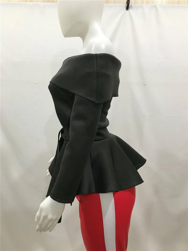 Off на плечо Peplum Топ Для женщин куртка пальто