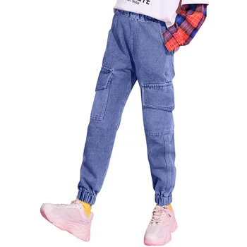 

Girl Jeans Solid Children's Jeans For Girls Casual Cargo Pants Kids Jeans Girl Spring Fashion Teenage Girls Clothes 6 8 10 12 14