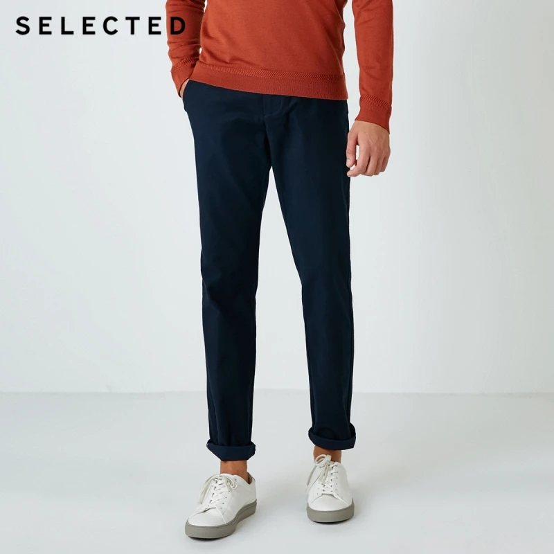 

SELECTED Men's Cotton Solid Color Micro-elastic Business Casual Pants Male Trousers S|418414502