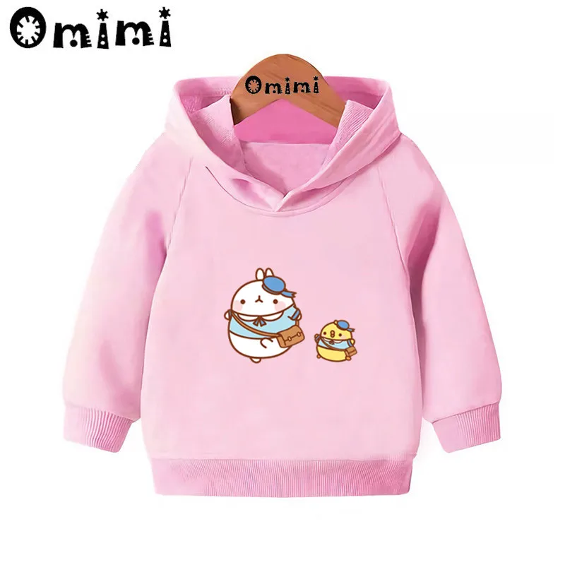 Molang and Piupiu/милые толстовки с героями мультфильмов; детские толстовки с капюшоном; крутой пуловер для малышей; топы для девочек и мальчиков; осенняя одежда; KMT5217