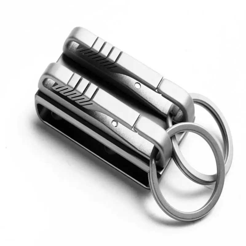 Luxury Men Car Key Chain High Quality Pure Titanium Waist Hanging Double Ring Keychain Key Ring The Best Gift For Father's Day