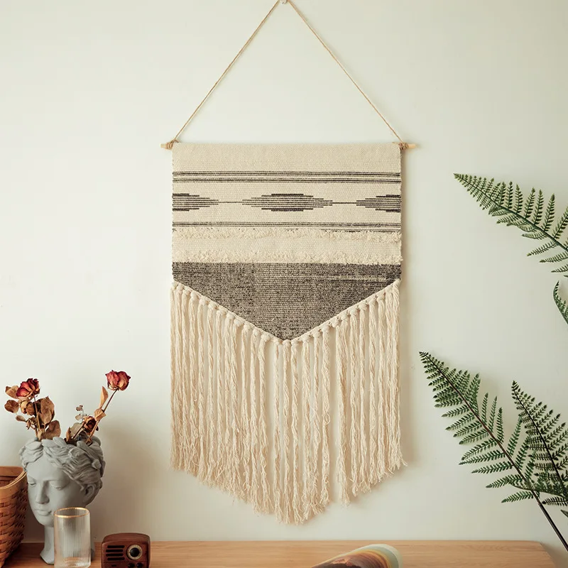Geometric Tapestry Богемные ручные настенные фотообои, подвесные гобелены, марокканский хлопковый гобелен с кисточками, геометрический декор для гостиной, спальни, домашний декор - Цвет: Geometric Tapestry