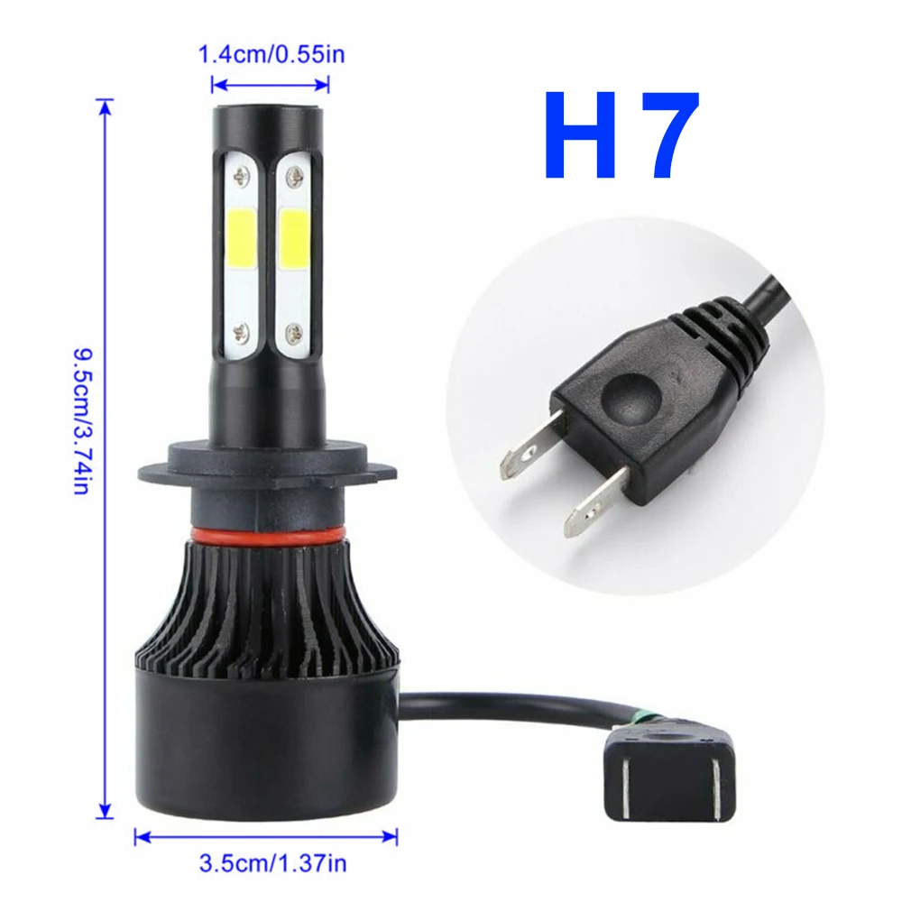 2 шт./компл. 4-сторонняя лампа светодиодный фар H7 2000W 300000LM 6000 К Высокий/ближнего света лампы