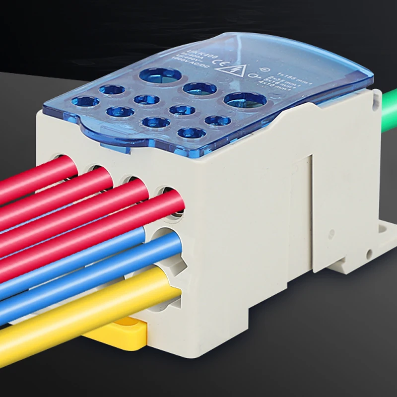 electrical wire connector One in multiple-out distribution box Din Rail Terminal Blocks junction box diverter UKK-80/160/250A Din Rail Distribution Box Din Rail Terminal Block Wire Connectors
