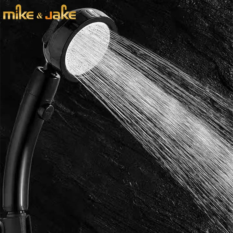 

high preasure water saving hand shower black head shower bathroom three function hand-held shower head pressurized flower shower