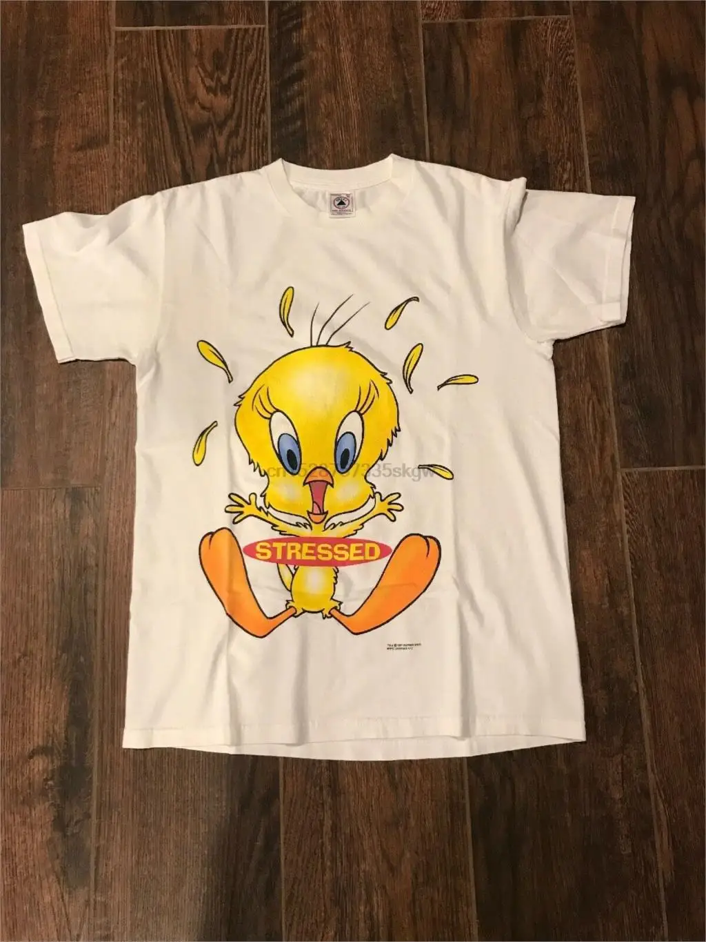 Винтажная 1997 футболка Looney Tunes твиety Bird с эффектом напряжения размер среднего