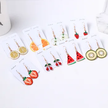 

Korean-Style Creative Fruit Earrings Apple Watermelon Strawberry Lemon Cute Hipster Ear Stud Cool Women's Earrings
