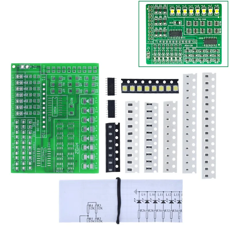 TZT DIY-Kit 15-Farben-Lichtsteuerungsset 1801 SMD-Komponenten Schweißübungsplatine Teile Elektronik-Produktionsset – Detail 7