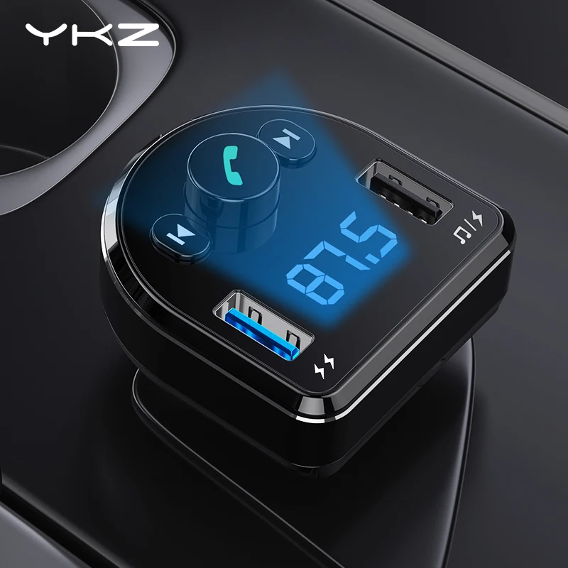 

YKZ 3.1A Car Charger LED Digital Handsfree Bluetooth FM Transmitter Car Phone Charger Car Kit MP3 Player for iPhone Mobile Phone