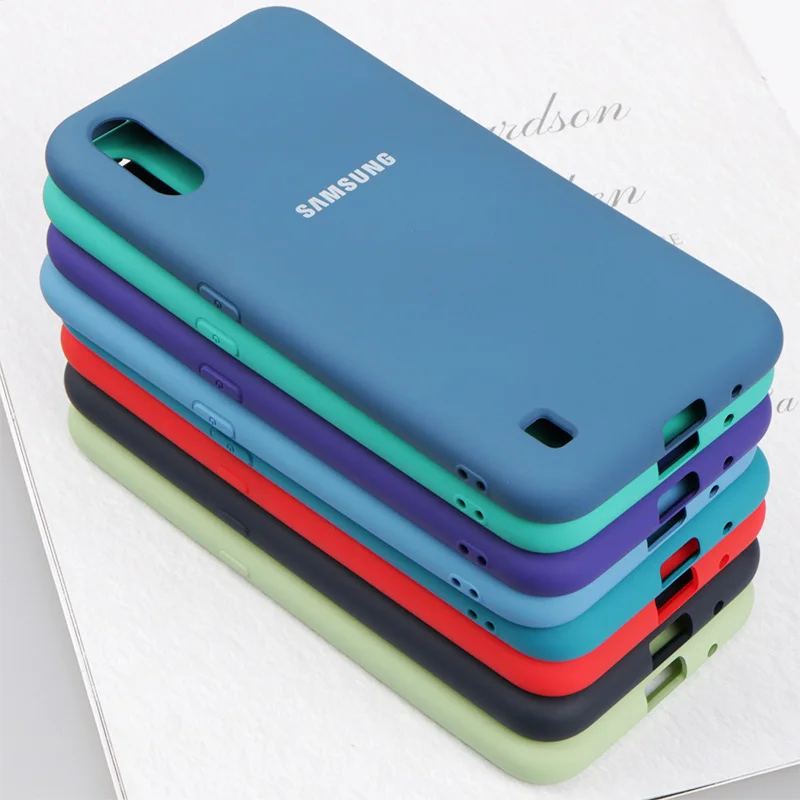 mobile flip cover Original Samsung Galaxy A01 High Quality Liquid Silicone Case Silky Soft-Touch Back Cover For Galaxy A01 SM-A015A Phone Shell phone pouch bag